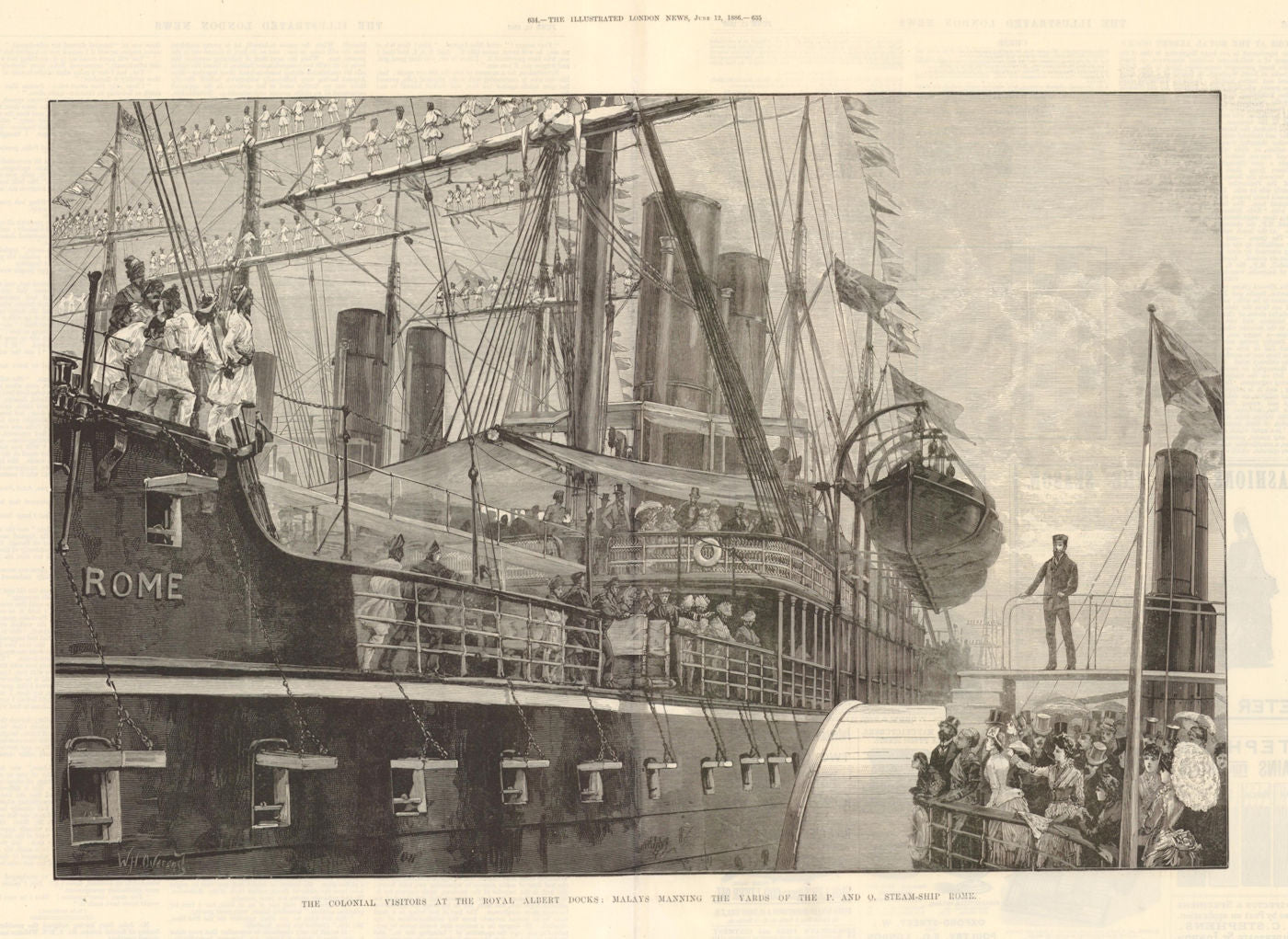 Malays manning the yards of the P & O steam-ship